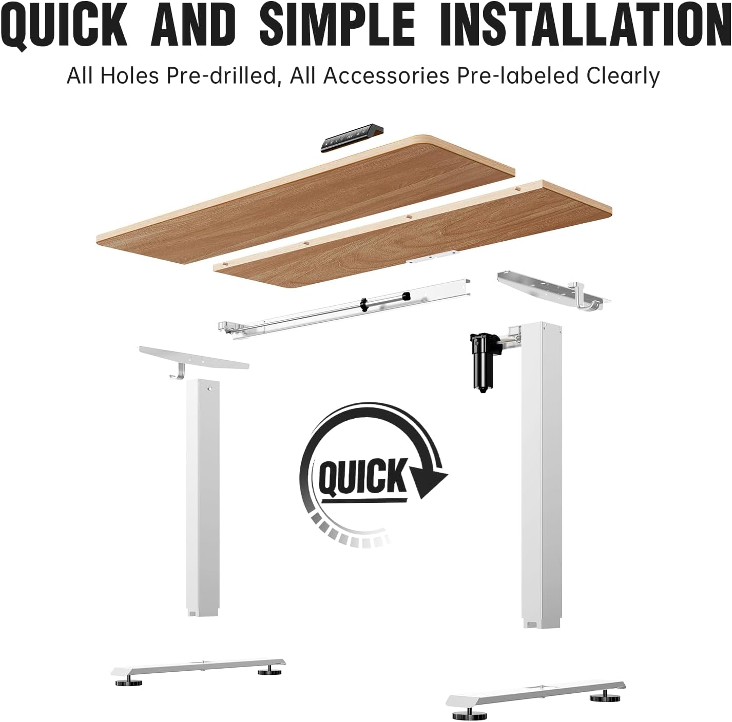 Veken 47.2 Inch Electric Standing Desk, Height Adjustable Sit Stand Up, Wood Desktop, Work Home Office Computer PC Desks, Gaming Writing Study Bedroom Rising Table, Nature