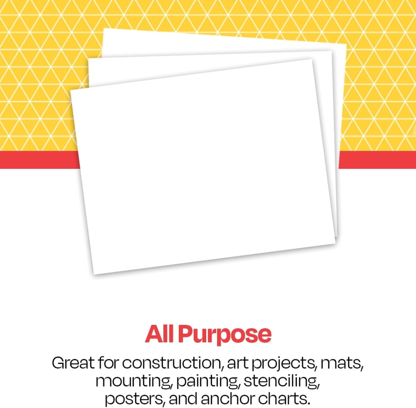 School Smart Railroad Poster Board Paper, 22 x 28 Inches, 4-Ply, White, Pack of 25