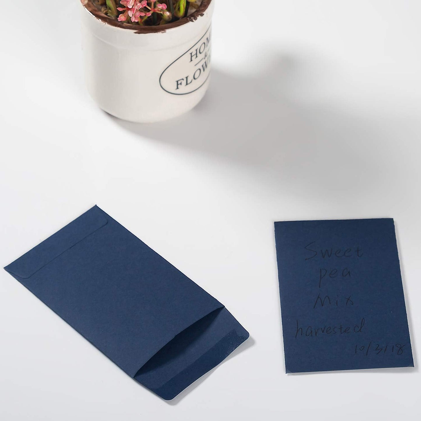 200 Pack Small Coin Envelopes Kraft Paper Seed Envelopes Mini Parts Small Items Stamps Storage Packets Envelopes Self-Adhesive for Garden, Office or Wedding Gift, (2 1/4 x 3 1/2 Inch, Navy Blue)