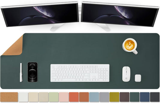 Large Cork Desk Mat - 47.2"x 17" Desk Pad for Office and Home - Ideal for Large Mouse Pad and Desk Mats on Top of Desks(Dark Green)