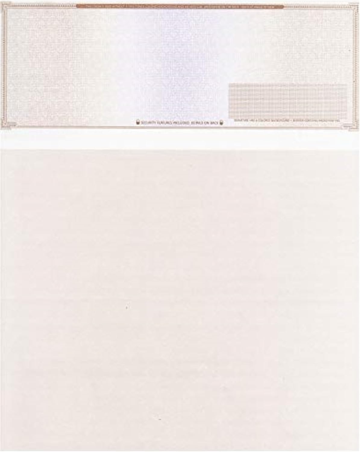 250 Blank Check Stock - Check on Top Mazed - Paper Weight # 70"High Security" Check Paper Brown Mazed