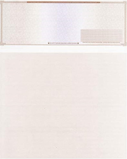 250 Blank Check Stock - Check on Top Mazed - Paper Weight # 70"High Security" Check Paper Brown Mazed