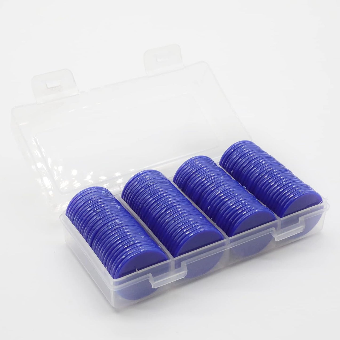 Set of 100 Opaque Plastic Learning Counters Mini Poker Chips Game Tokens with Storage Box (Blue, 1.26 Inch)