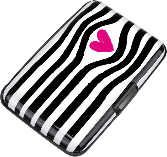 ELFISH Mini RFID Aluminum Wallet Credit Cards Holder Business Card Case Metal ID Case for Men Women (Eye heart)