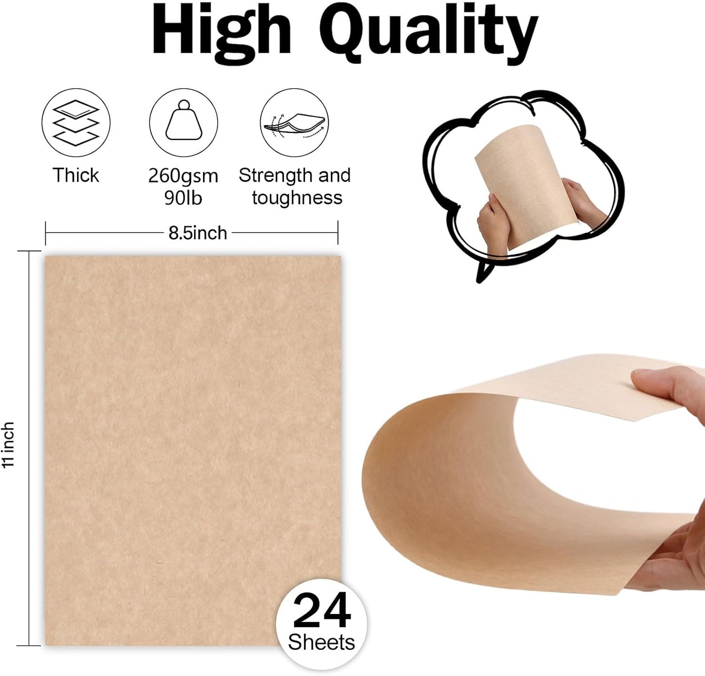 24 Sheets Parchment Cardstock 8.5 x 11 Textured Printer Paper, Goefun 90lb Tan Card Stock Printer Paper for Scrapbooking, Cardmaking, Invitations and Crafts