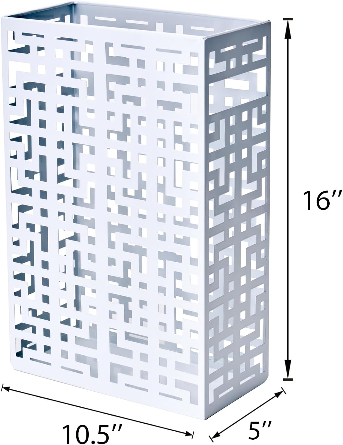 Umbrella Holder Stand for Entryway, Square Metal Umbrella Rack, Freestanding Rectangular Hollow Rack for Home Office, 16 x 10 x 5 Inch, White