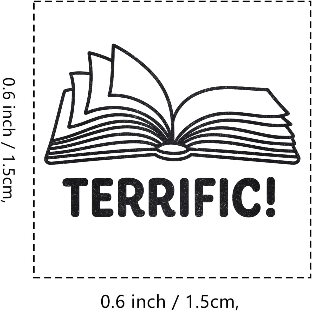 Terrific Book Teacher Rubber Stamp, 3/5 Inch Small Mini Stamp for Scrapbooking Card Making Planner