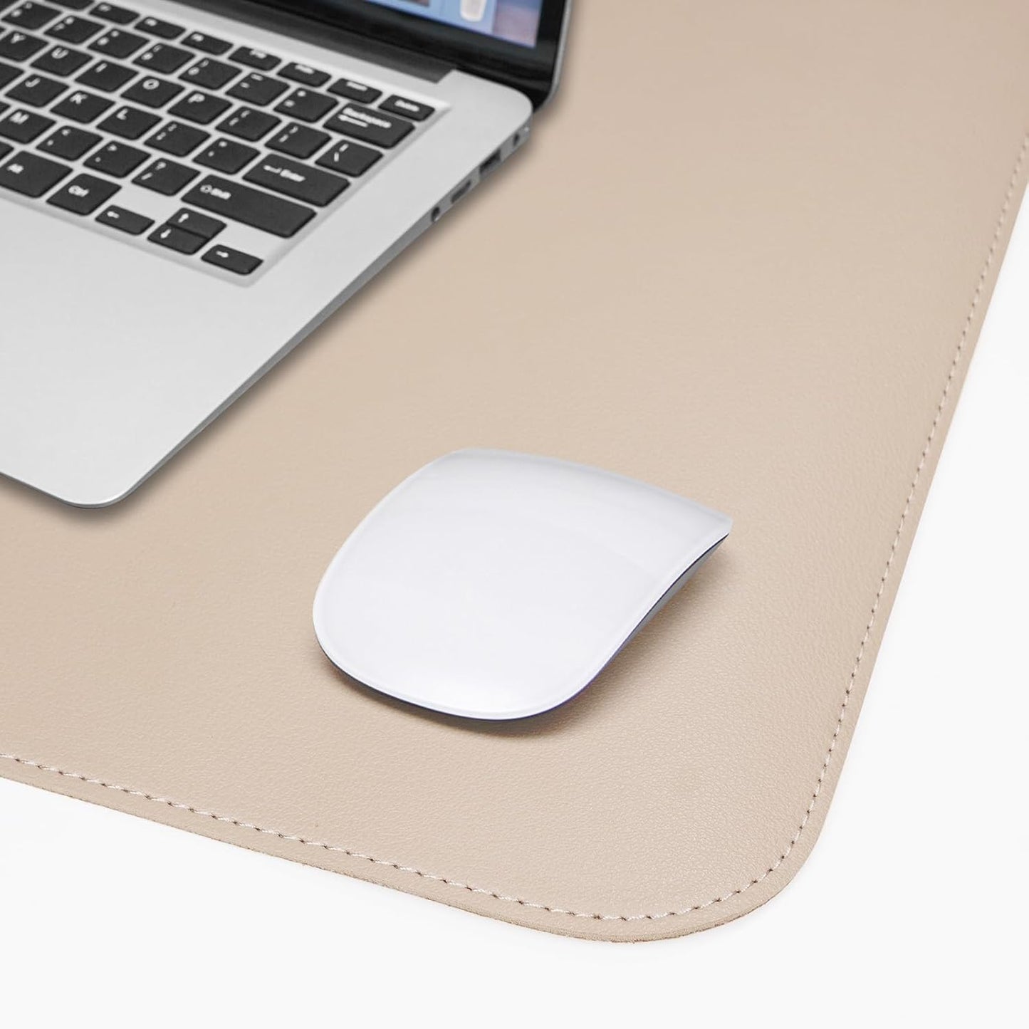 Leather Desk pad Protector, Large Desk mat with Natural Cork & PU Leather,Mouse pad,Non-Slip Office Desk Mat,Waterproof Desk Writing Pad for Office and Home (47in*17in, Beige)