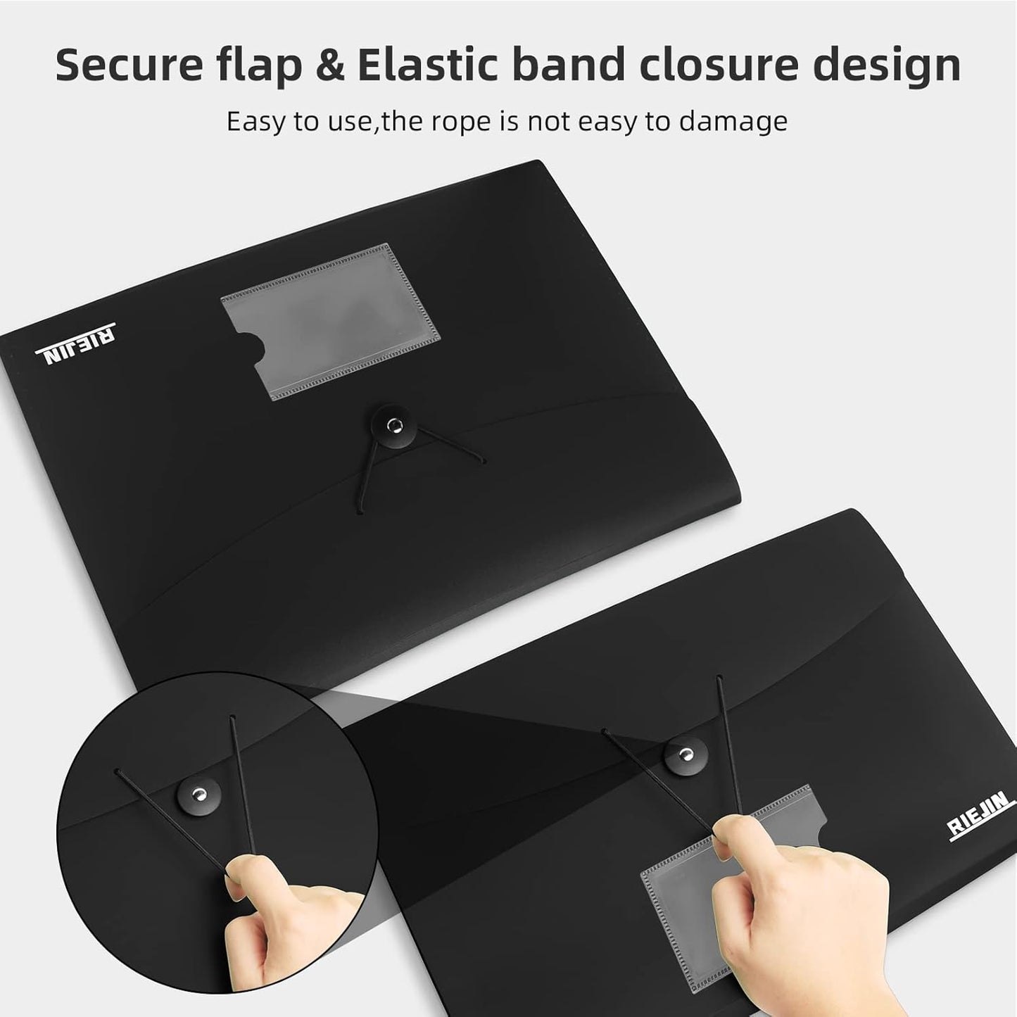 Accordian File Organizer 7 Pocket Expanding File Folder with Labels, Plastic Expandable File Folder for Documents Letter Size A4 Papers - Black