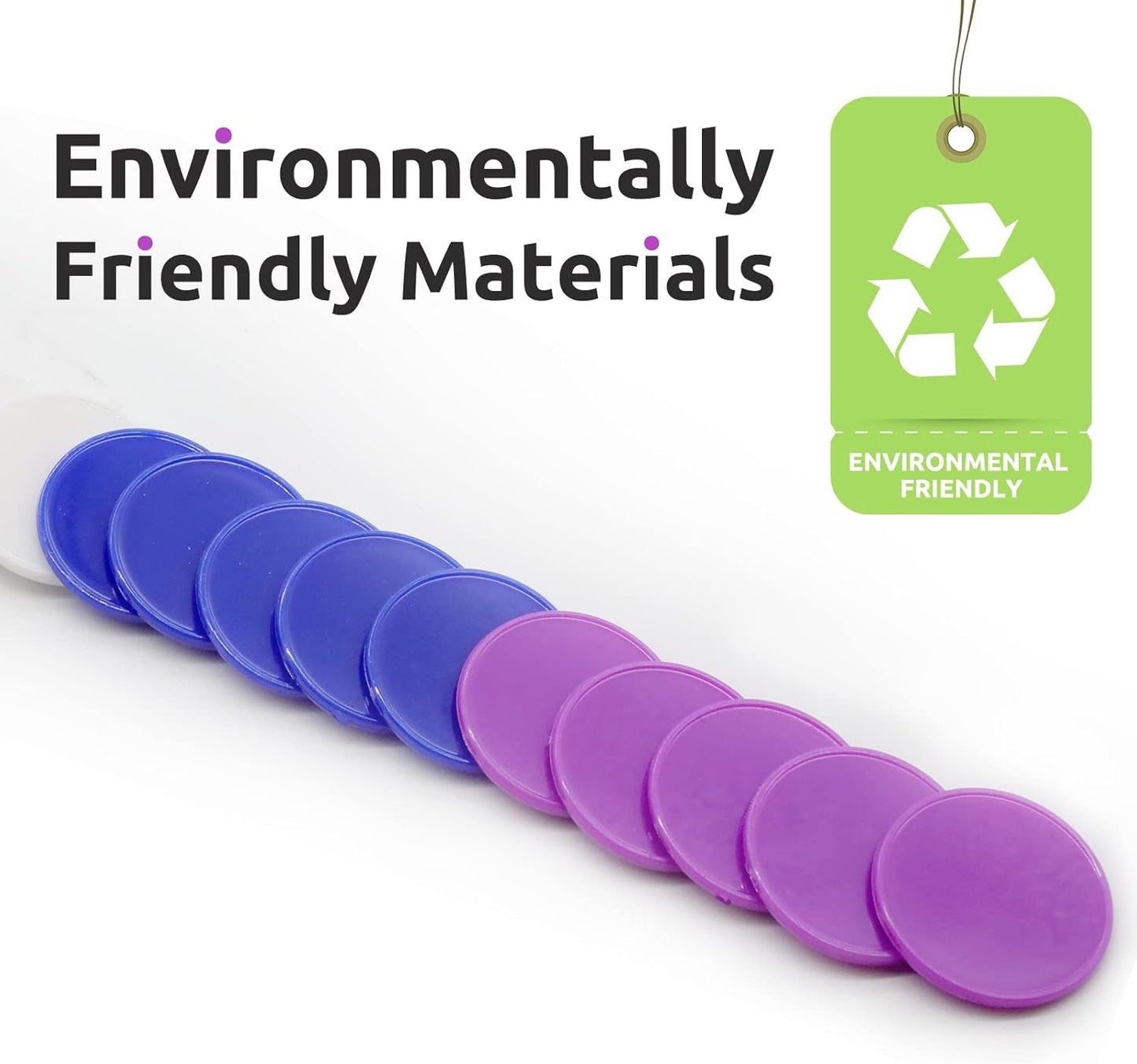 Set of 100 Opaque Plastic Learning Counters Mini Poker Chips Game Tokens with Storage Box (Black+White+Blue+Purple, 1.26 Inch)