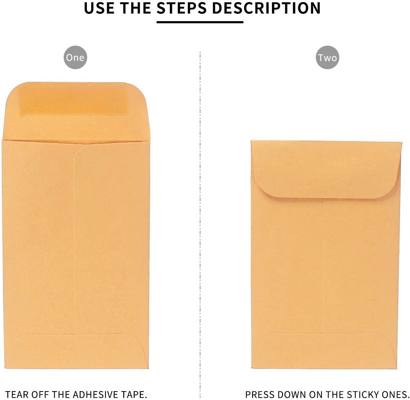 500 PCS #5 Coin Envelopes, 3.125 x 5.5 inches Brown Kraft Envelopes Classic Small Parts Envelopes with Self Adhesive Gummed Flap for Coins, Cash, Credit Cards, Seeds