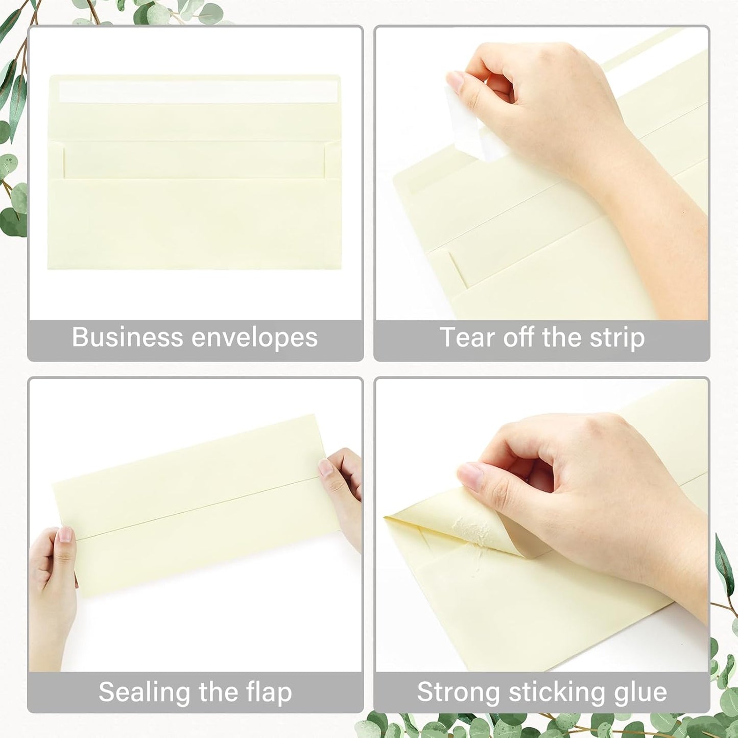 200 Pack #10 Business Envelopes, Self Seal Standard Ivory Envelopes for Secure Business & Legal Mailing, Office, Checks, Letter, Invoices, 4 1/8 x 9 1/2 Inches