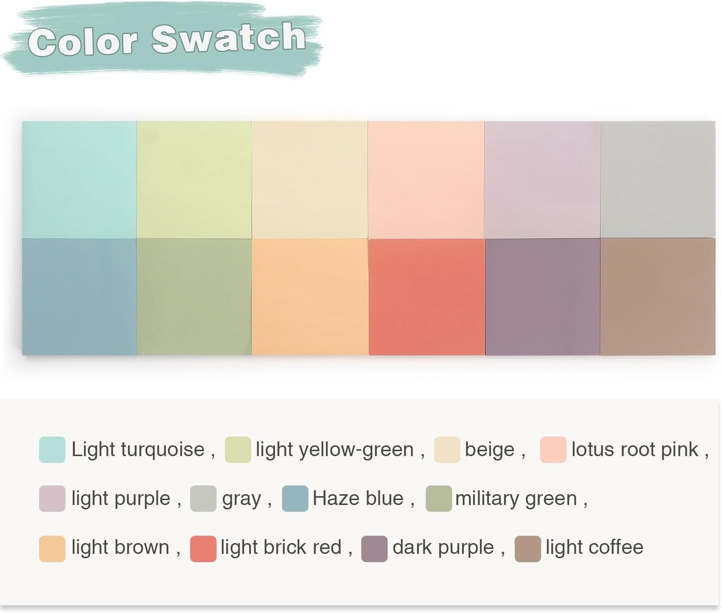 Sticky Notes 3x3 Inch, 12 Pack, 12 Assorted Vintage Color Self-Stick Notes Pads, 50 Sheets/Pad, Perfect for Office, School, and Home Organization