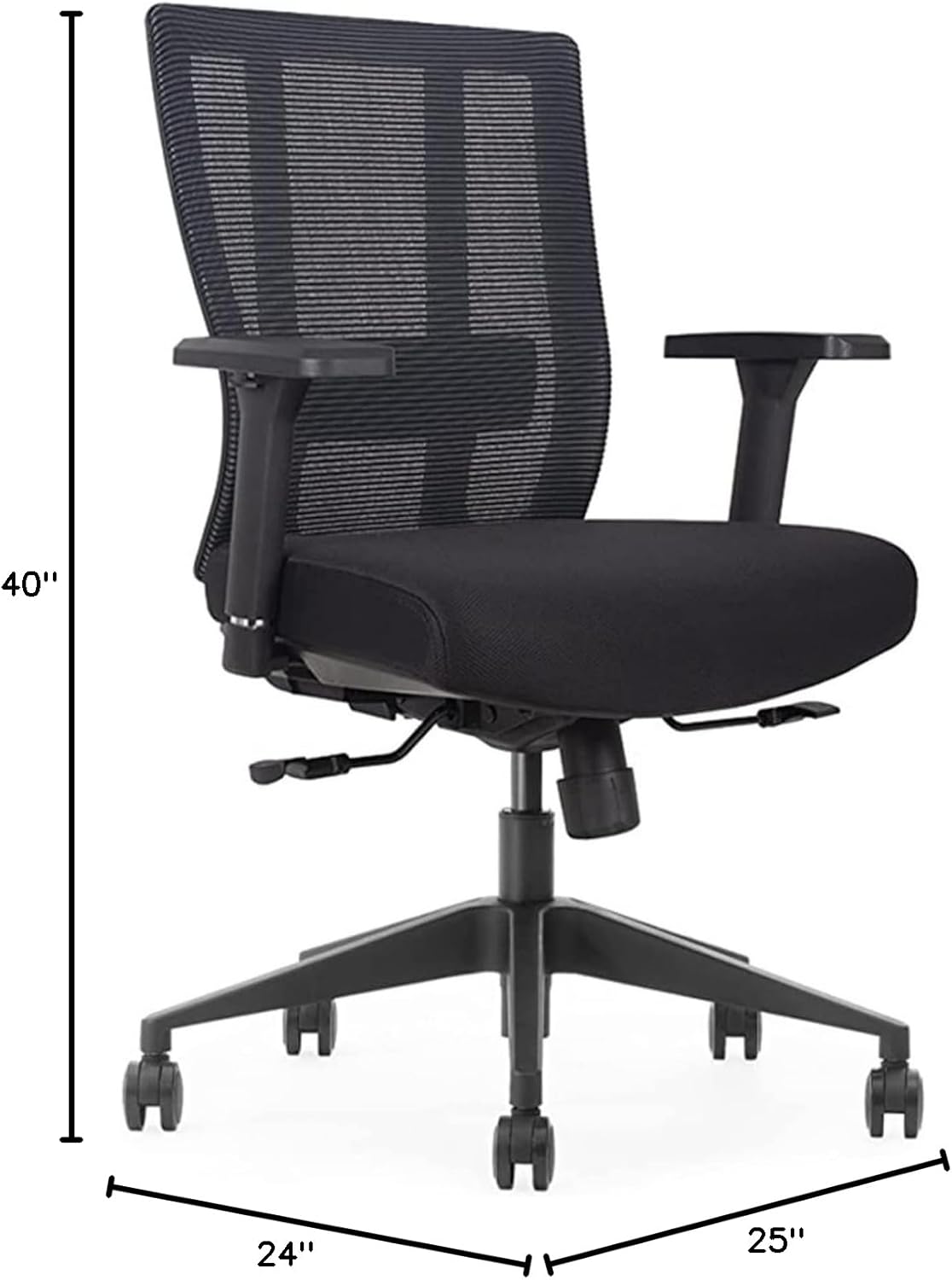 Bitchair Ergonomic Mesh Conference Room Chair - Adj Lumbar Support Computer Desk Chair with Height Adjustable Arms - Seat Depth Adjustable Home Office Chair - (Black) (Pack of 1)