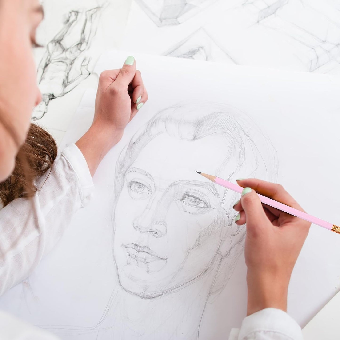 TecUnite 120 Pcs #2 HB Pencils with Eraser No 2 Unsharpened Wooden Hexagonal Pencils for Adults Gifts for School Exam art Learning Office Sketching(Morandi Boho Colors)