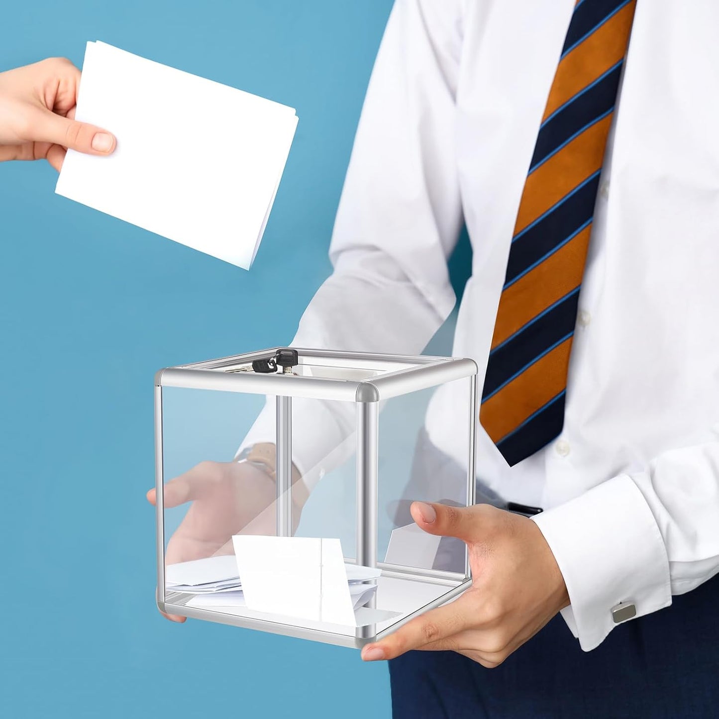 Acrylic Donation Raffle Box with Slot & Lock, Large Clear Ballot Offering Suggestion Ticket Holder for Fundraising Drawing Storage Container Tip Jar Voting Charity(6 x 6 x 6 In,Clear)