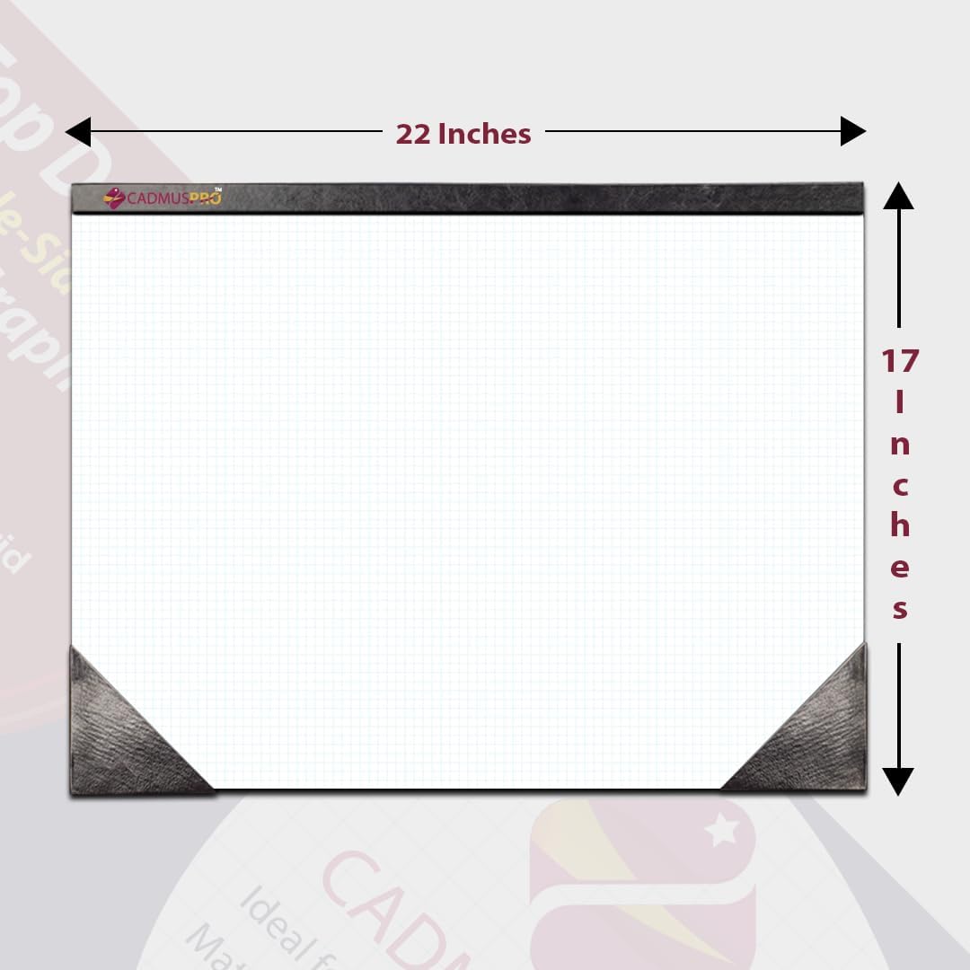 Premium Top Desk 22"x17" Large Graph Pad, Double-Side Quadrille Grid, 21-Gram Paper, 50 Sheets/Pad. Design & Drafting, Science & Math, Art & Illustration, Professional/Academic (4, White)