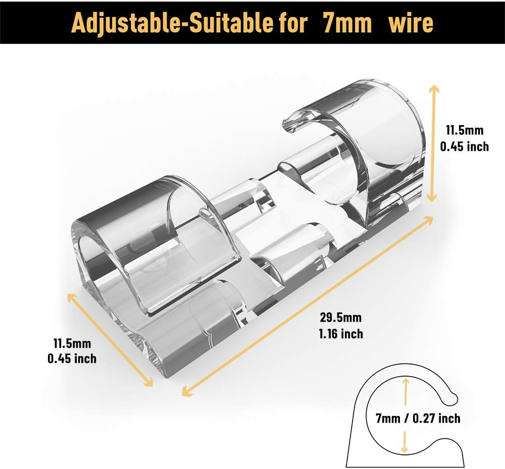 Cable Clips with Strong Self-Adhesive, XIAOXI Cable Management TV PC Wire Holder Sticky Tidy and Organizer Cord and Wires - 40 Pcs (Clear)