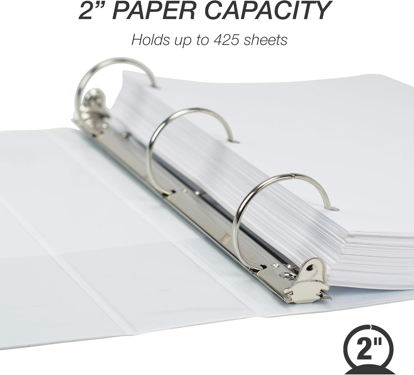 Samsill Economy 2 Inch 3 Ring Binder Bulk Pallet, Made in The USA, Round Ring Binder, Customizable Clear View Cover, White, Pallet of 432 Binders in 36 Cartons