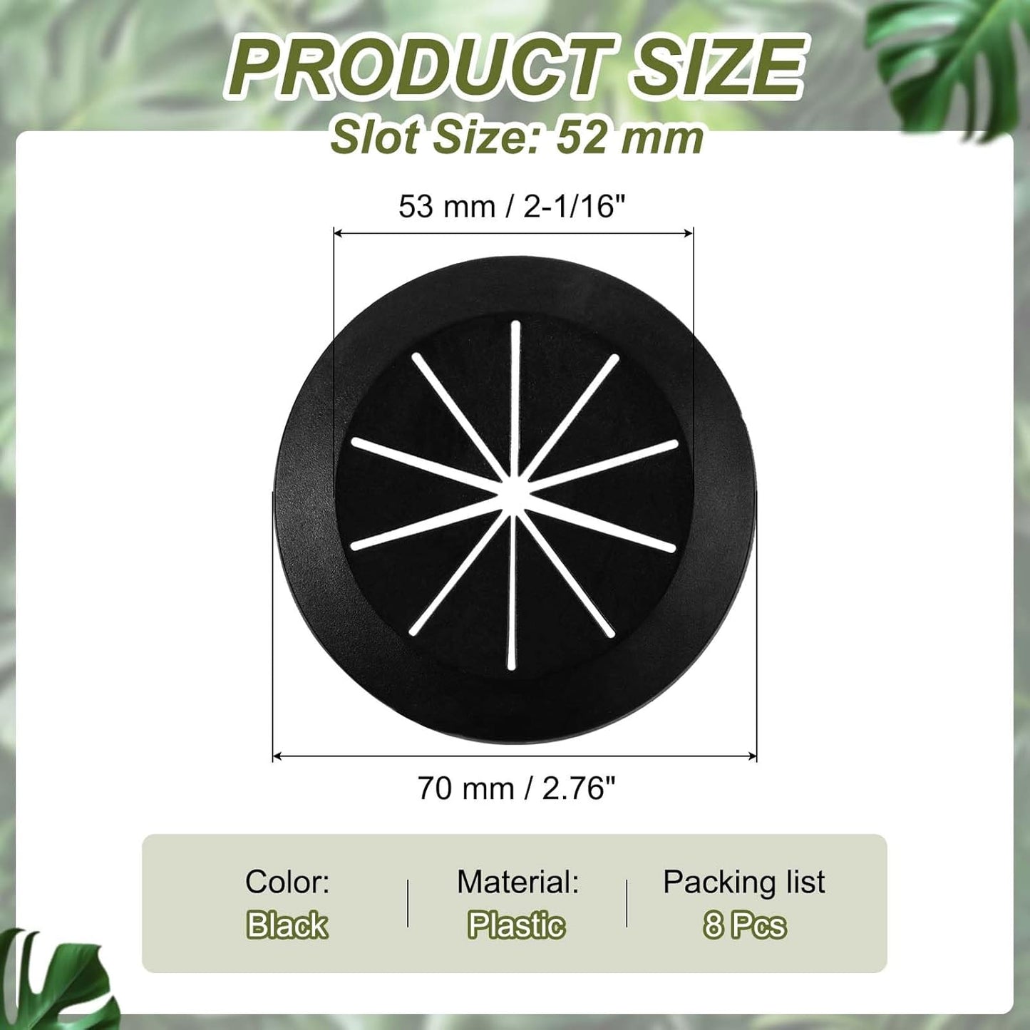 PATIKIL Desk Grommet 2-1/16", 8 Pcs Round Cable Grommet Cord Hole Cover with Adhesive Tape Flexible Table Wire Organizer for Office Home Table Countertop, Black