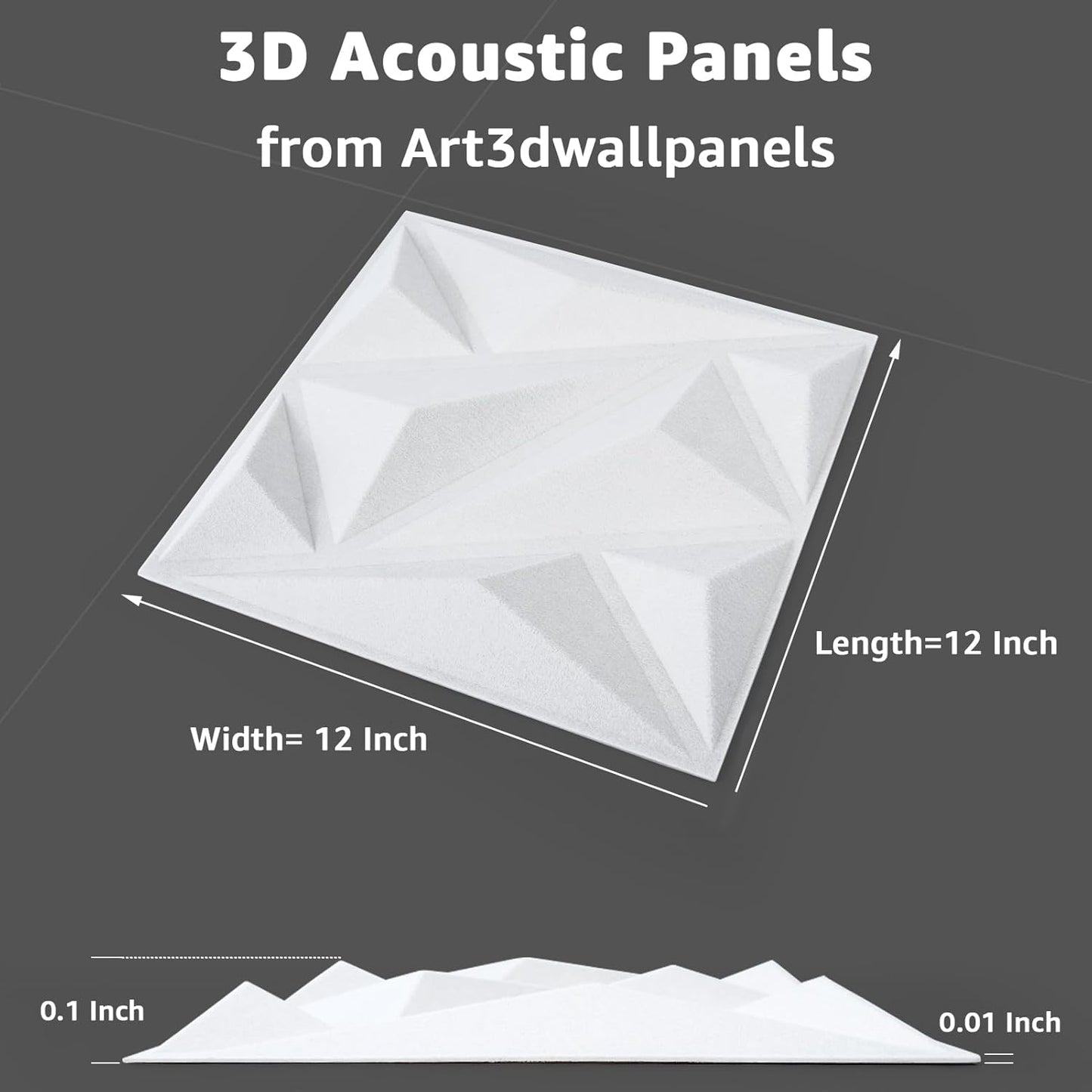 Art3dwallpanels 20 Pack Acoustic Panels Soundproof Wall Panels Acoustic Sound Dampening Panels, 3D Wall Panels Sound Absorbing Panels, 12" X 12", White