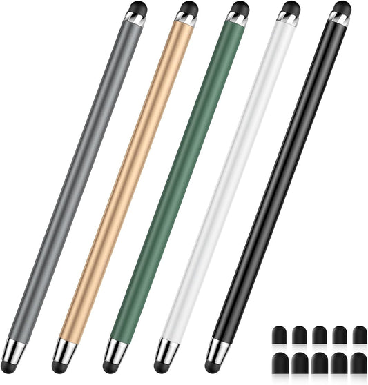 Stylus Pen for Touchscreen,5 PCS Stylus,2-in-1 Stylus Pen for iPad, High Sensitivity Precision Suitable for Touch Screens of iPhone/ipad/Android Tablet(Black/White/Gray/Gold/Dark Green)