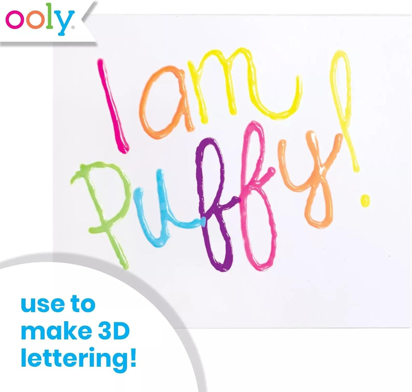 Ooly Puffy Paint Neon Gel Pens Set of 6 & Sketchbook Bundle, 3D Foam Texture Painting Magic Puffy Pen, Creative and Fun Pens for Kids Arts and Crafts Drawing Supplies