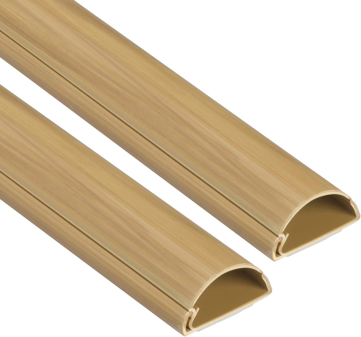 D-Line Half Round Cord Hider, Patented Cable Cover, Hide TV Wall Mount Wires, Raceway for Cords, Decorative Wire Covers, Paintable, Adhesive - 2X 1.18in W x 0.59in H x 39in L - Wood-Effect