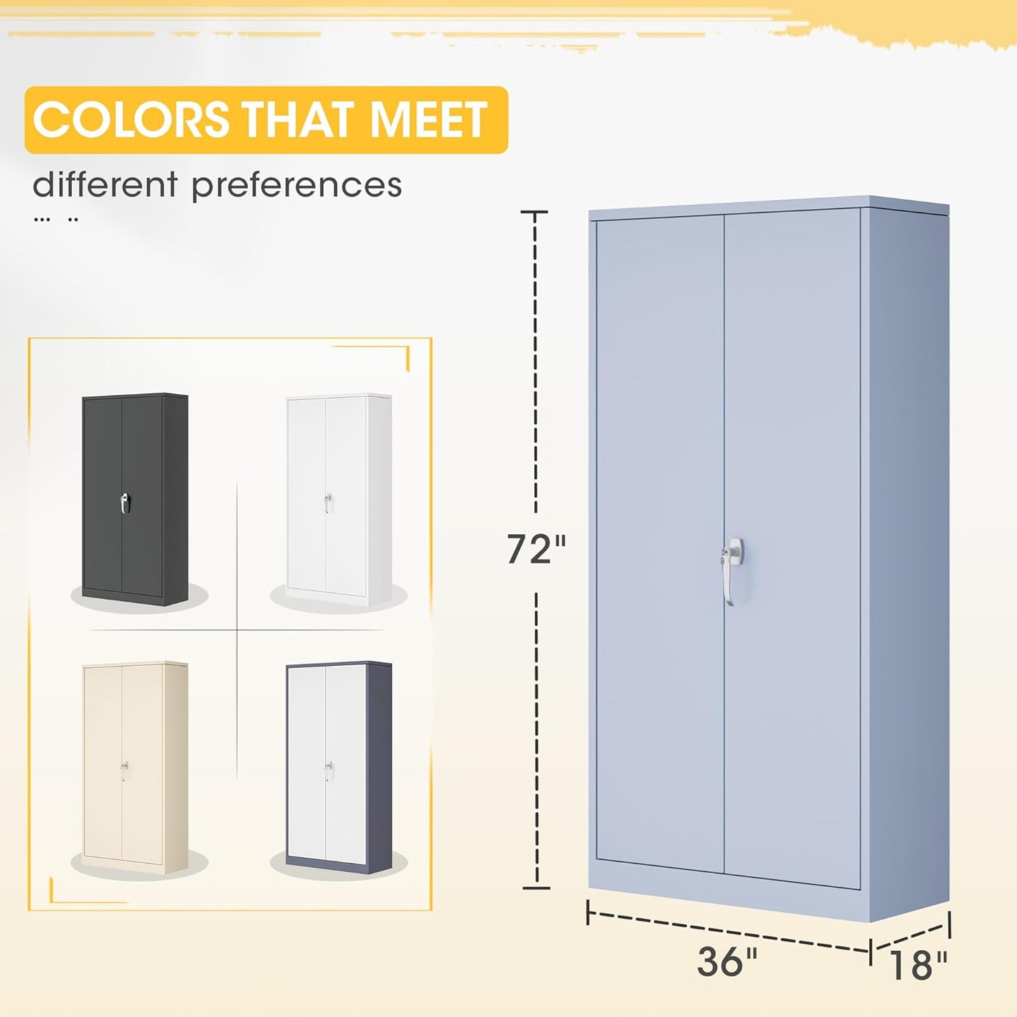 Greenvelly Metal Storage Wardrobe Cabinet with Lock, 72" Dark Grey Metal Wardrobe Closet for Hanging Clothes with Doors and Shelves, Modern Clothes Closet for Home, Office and Bedroom, School,Gym