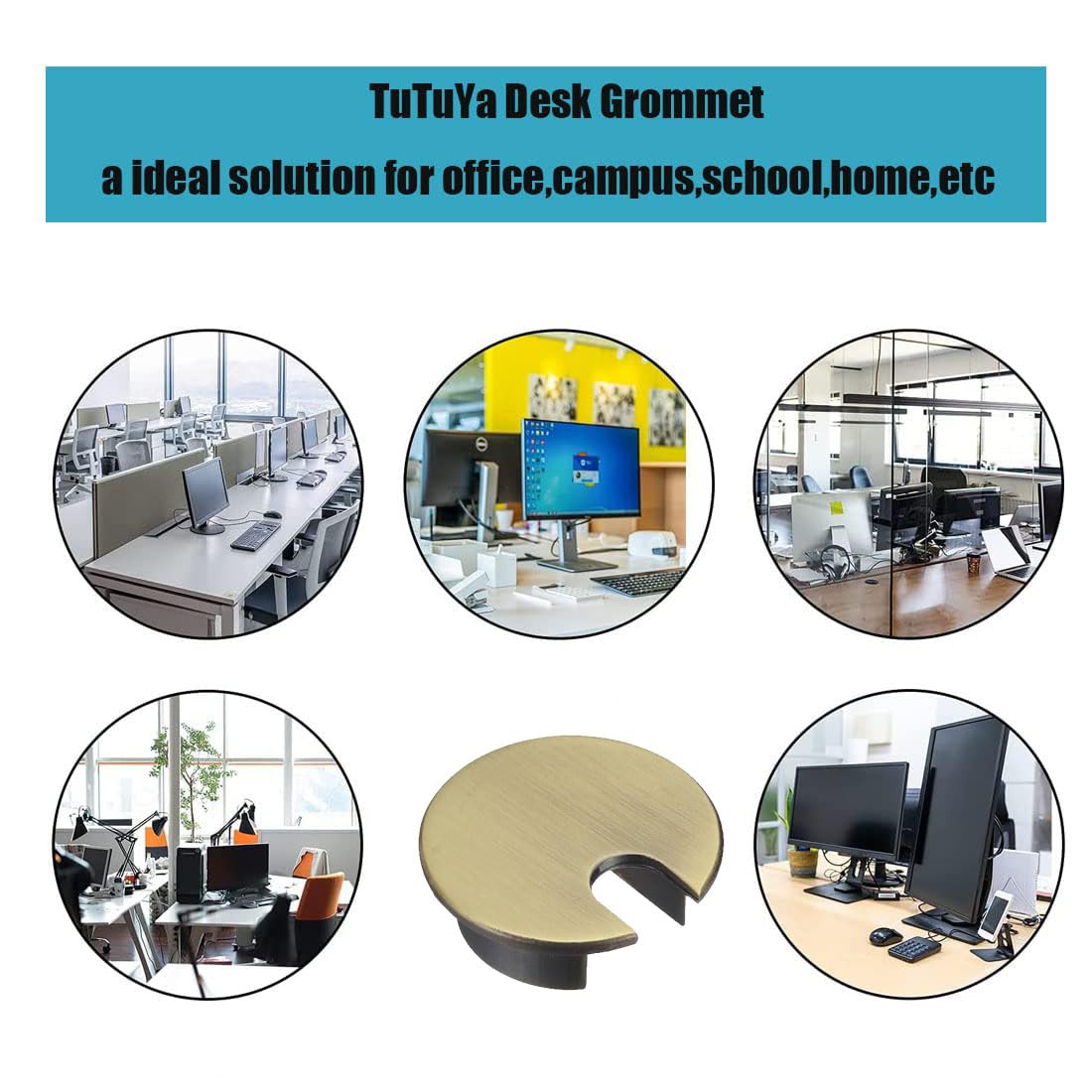 TuTuYa 4PCS Desk Grommet, Bronze Desk Grommet 1-3/8 Inch(35mm) Desk Cable Grommet Desk Cable Hole Covers with Hole Saw, Ideal Solution for Office and Home Table Cable (Bronze,1-3/8 Inch)
