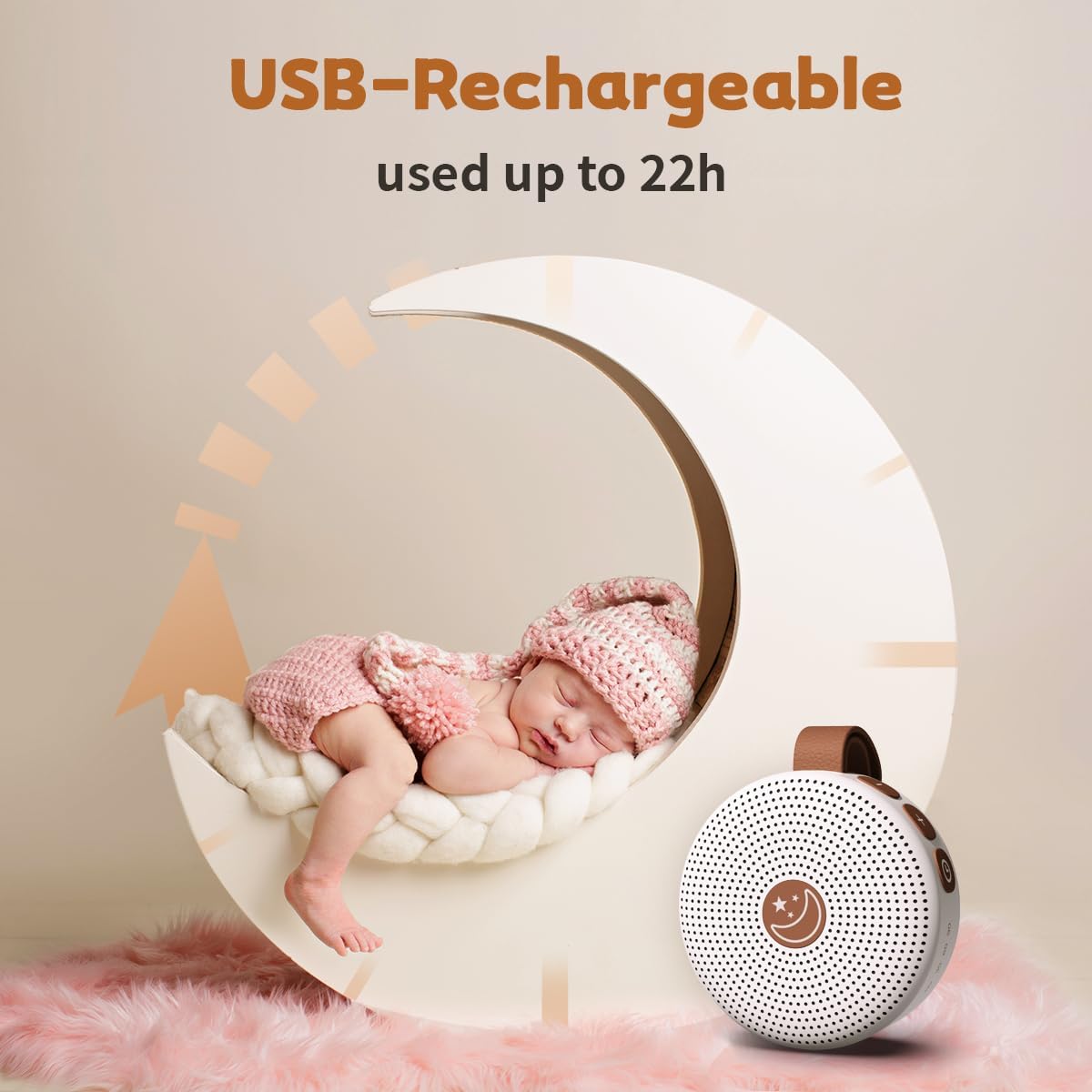 Brown Noise Machine Mini Sleep Sound Machine Portable Baby White Noise Machine with 30 Soothing Sounds for Kids Adults Auto-Off Timer 32 Volume Levels Rechargeable for Home Office Privacy and Travel
