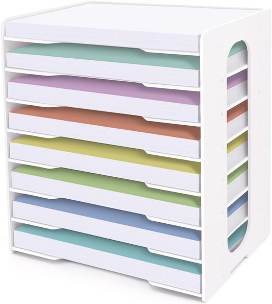 SONGWAY Large File Organizer for Desk - 8 Tier Legal Size Paper Storage Holder, File Sorter, Letter Mail Tray, Desktop Paper Storage Organizer for Home Office School