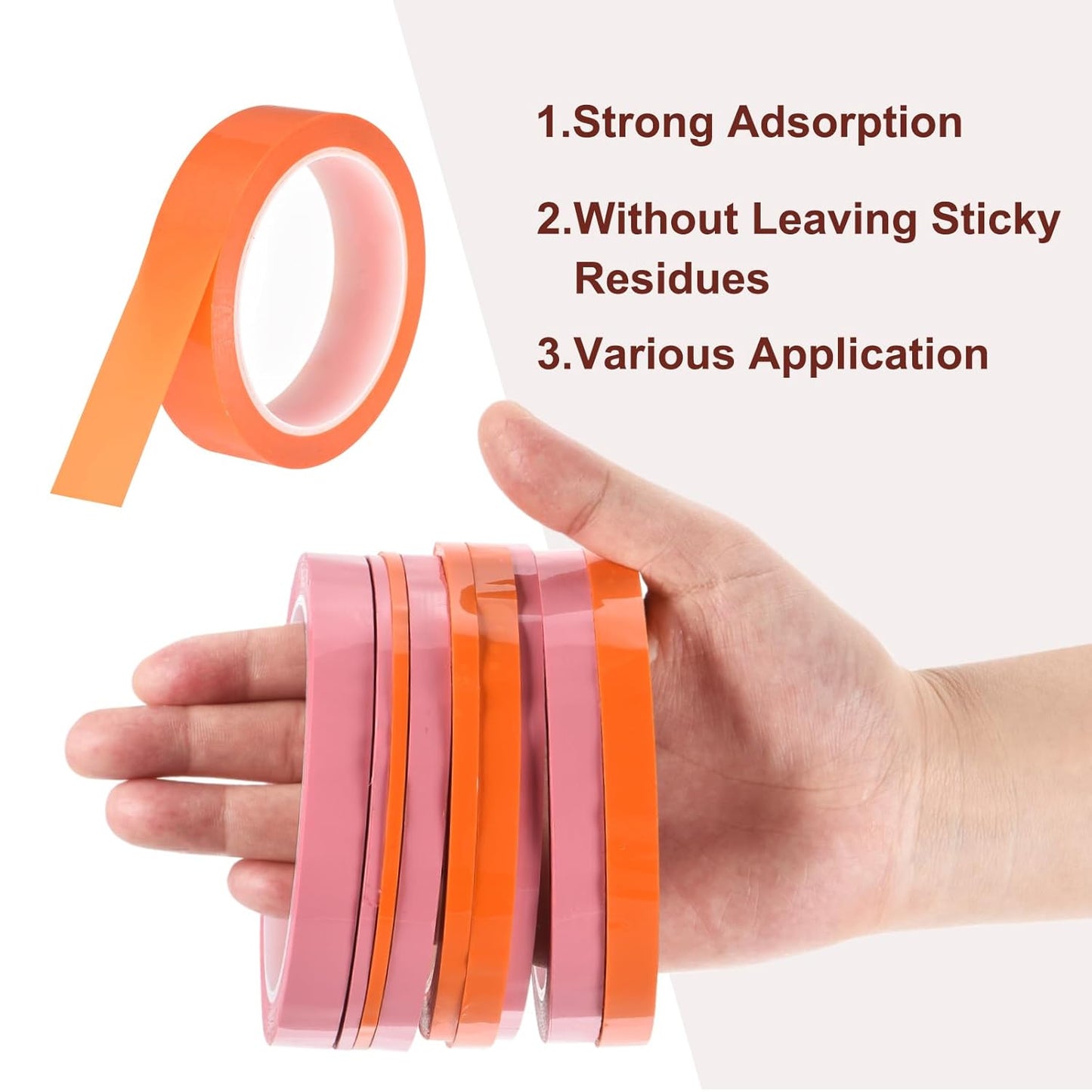 MECCANIXITY 6 Rolls Whiteboard Tape Graphic Chart Tape 25mm 54.7 Yard Art Tape Thin Self-Adhesive Pinstripe Tape Masking Tape for Gift Wrapping Craft Supplies, Orange