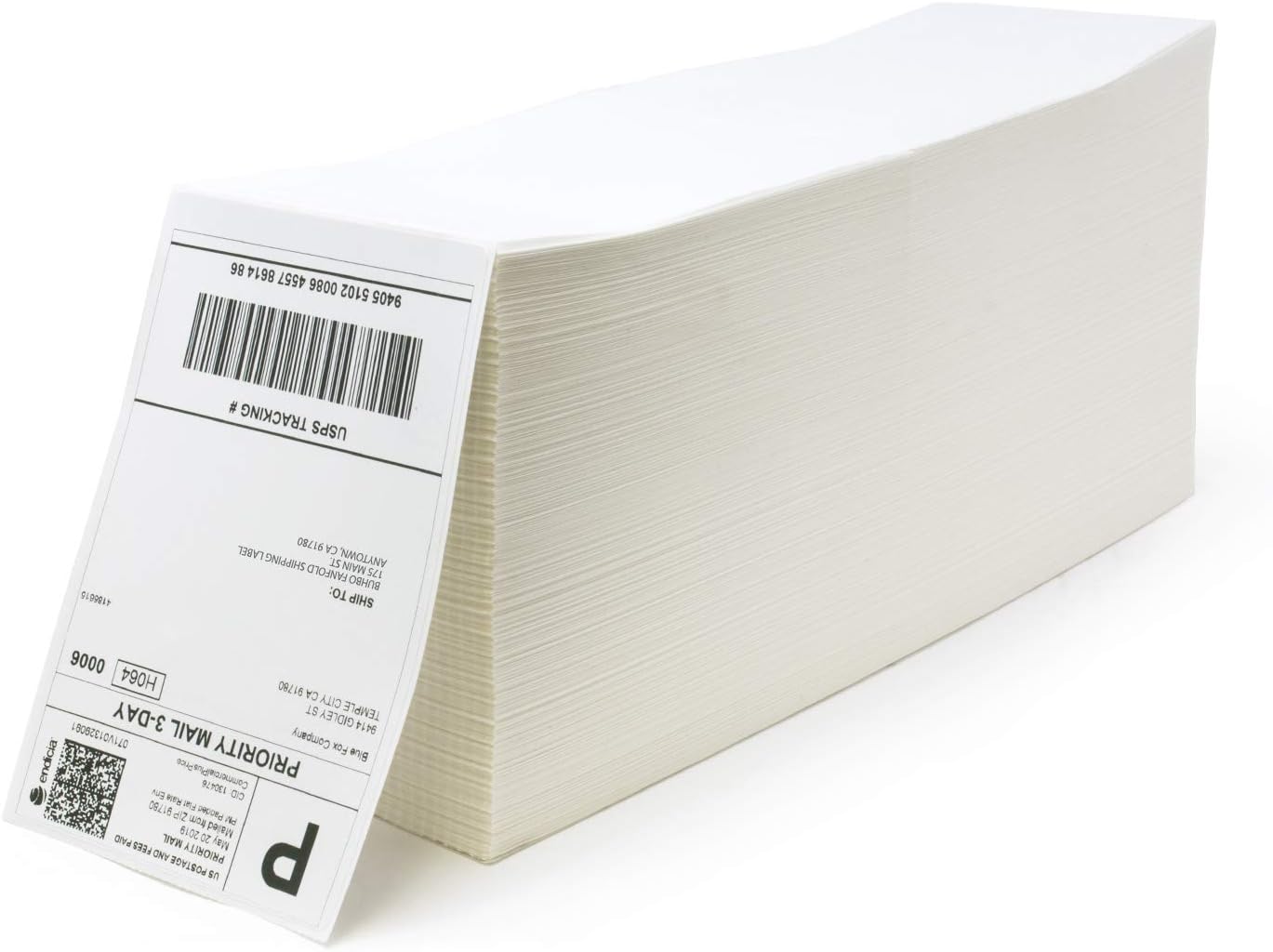 Buhbo 4" x 6" Direct Thermal Labels - Perforated BPA Free - Compatible with Zebra & Rollo Printer - Commercial Grade Shipping (4000 Fanfold Labels - 2 Stacks of 2000)