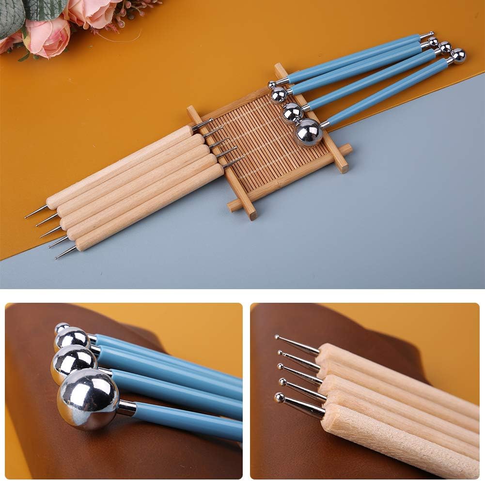9 PCS Dotting Tools Ball Styluses with Box, Pen Dotting Tools Set for Rock Painting, Pottery Clay Modeling Embossing Nail Art