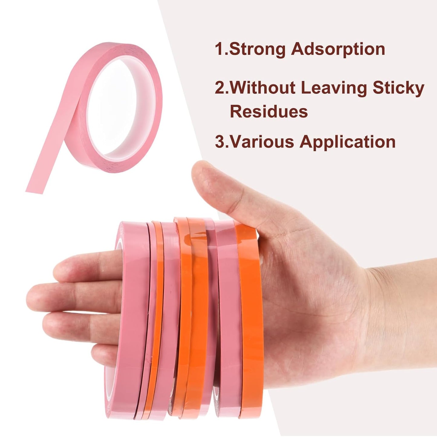 MECCANIXITY 6 Rolls Whiteboard Tape Graphic Chart Tape 18mm 54.7 Yard Art Tape Thin Self-Adhesive Pinstripe Tape Masking Tape for Gift Wrapping Craft Supplies, Pink