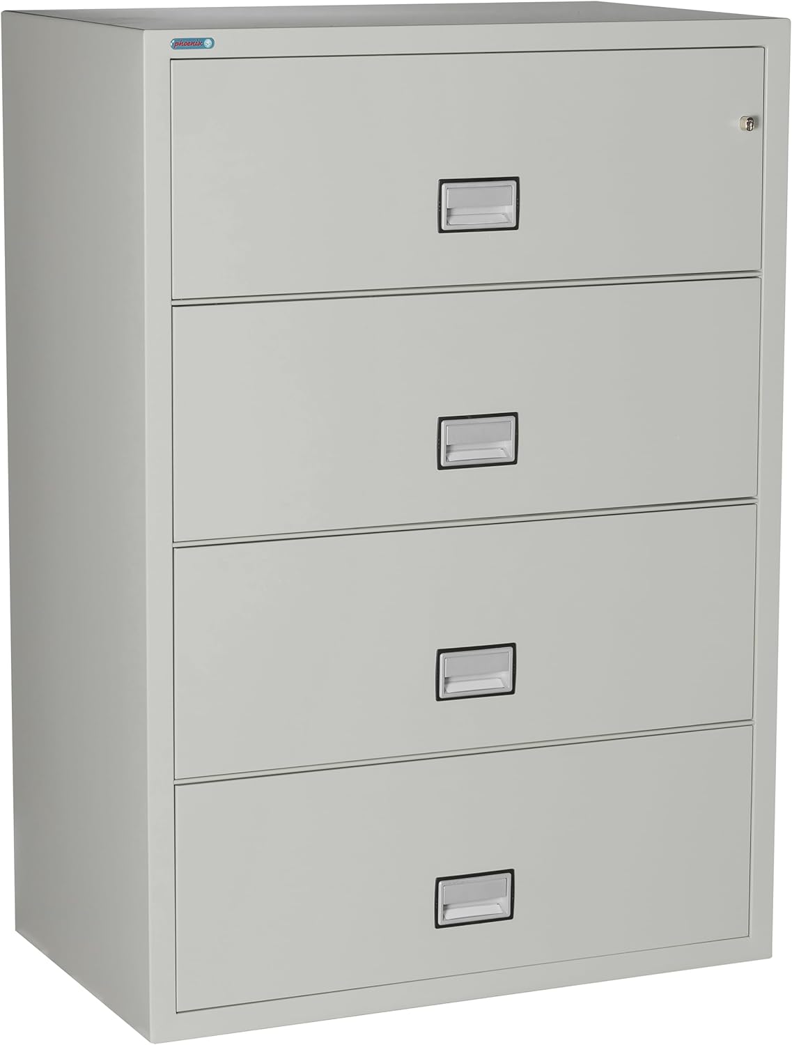 38 inch Wide 4-Drawer Lateral Fireproof File Cabinet – Legal and Letter Size Filing – Key Lock – Water Resistant – Fire Safe and Impact Rated – Light Gray Finish – Model LAT4W38LG