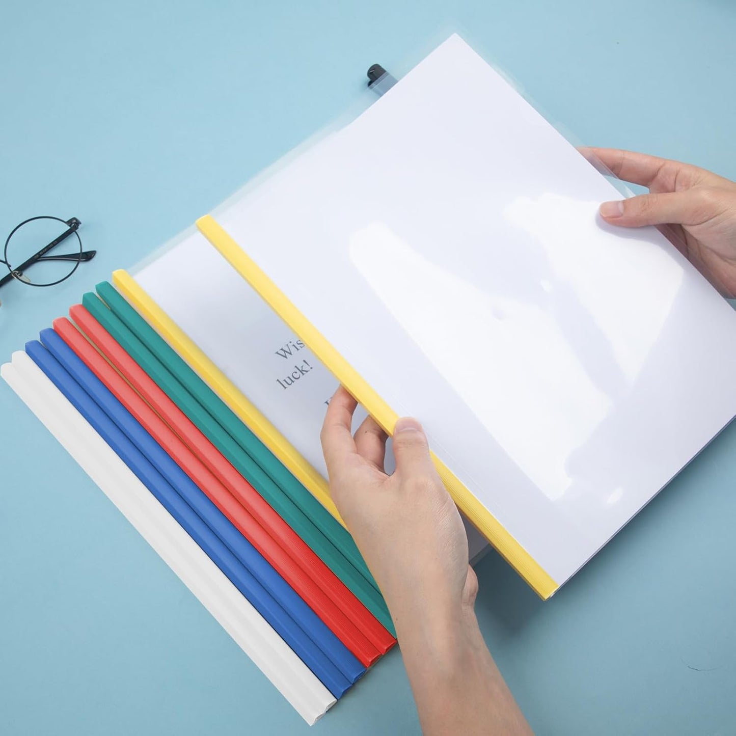 10 Pcs 5 Assorted Colors Clear Report Covers with Sliding Bar 30 Sheets Capacity A4 Size File Folder Document Binder Organizer