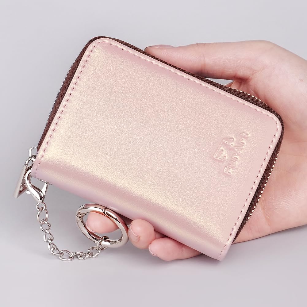 FurArt Zipper Wallet Women, RFID Blocking Credit Card Wallet, Business Card Holder, Compact Size KeyChain Wallet