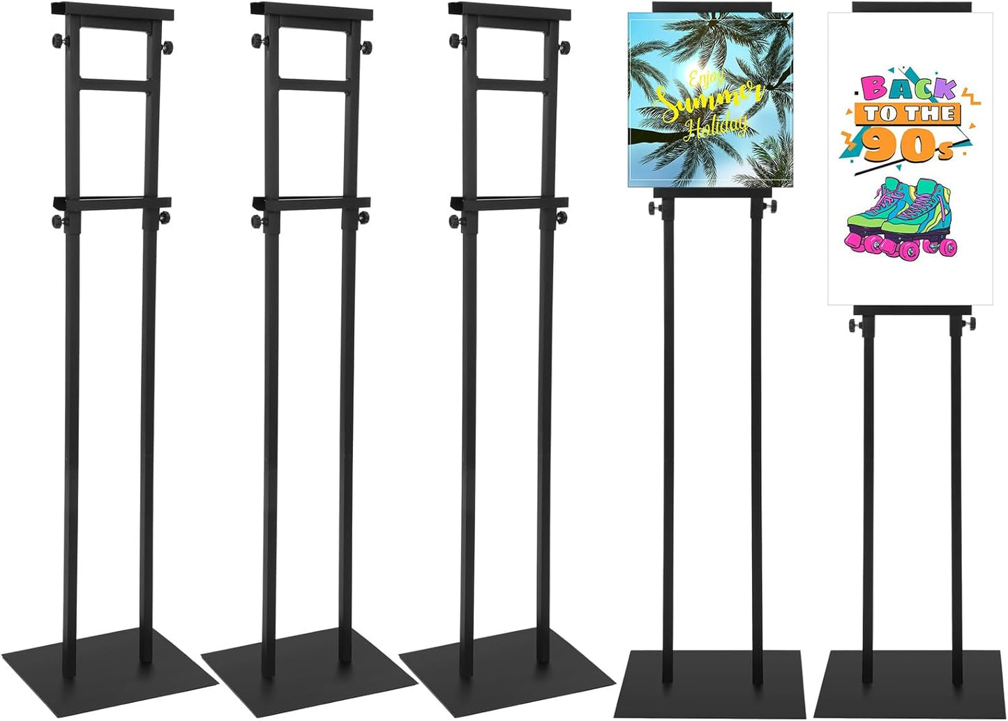Honoson 5 Pcs Poster Stand for Display Heavy Duty Sign Holder 74.8 Inches Adjustable Poster Board Double Side Banner Stand with Base for Indoor Outdoor Board Foam Display