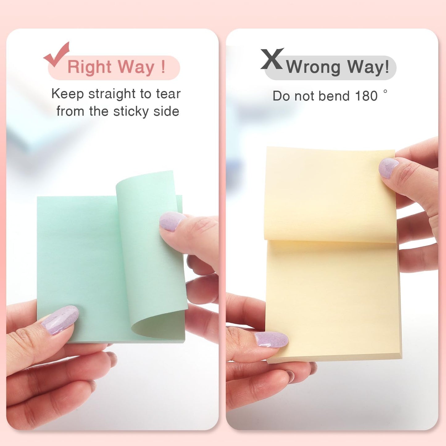 Sticky Notes 3x3 inch, 8 Pads, Pastel Colors Self-Stick Pads, Self-Adhesive Sticky Notes, 8 Pads/Pack, 80 Sheets/Pad, Total 640 Sheets