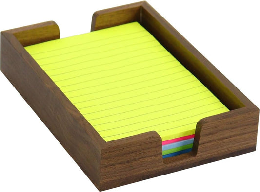 MultiBey Walnut Wood Sticky Notes Holder for Desk, 4x6 Inch Self -Sticky Note Memo Holder, Wooden Sticky Note Dispenser Office Desk Organizer for Dorm Room Office Home School (S)