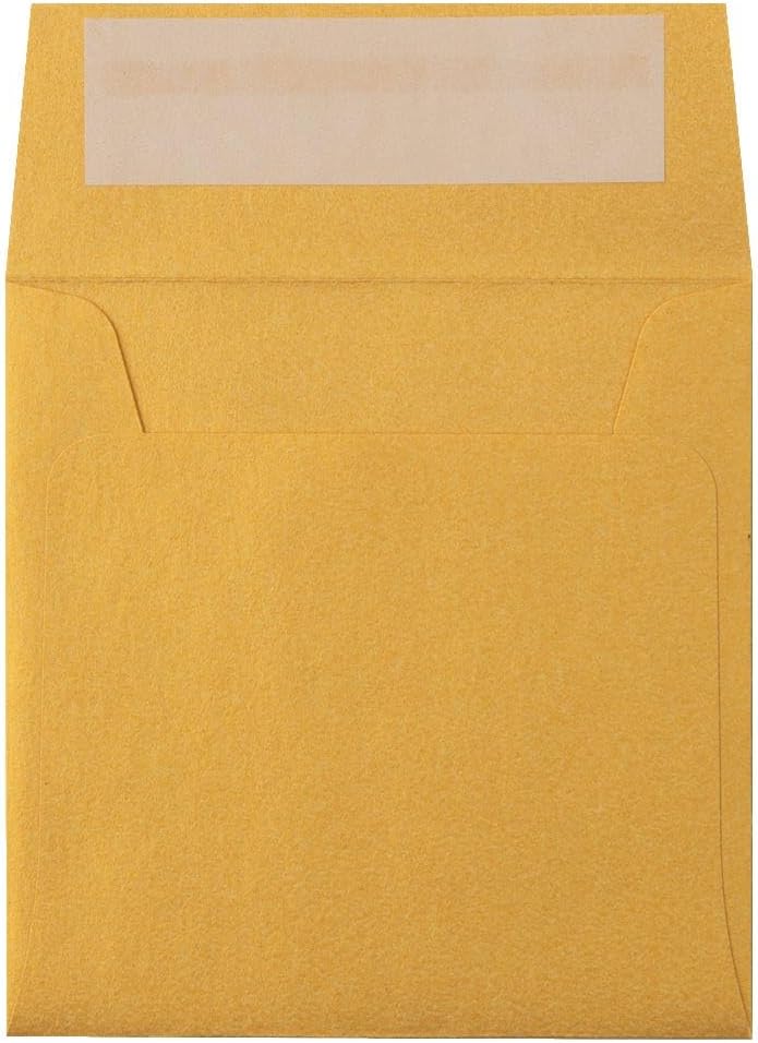 LUXPaper Square Invitation Envelopes | Peel & Press | 3 1/4" x 3 1/4" | Gold Metallic | 80lb. Text | 50 Qty