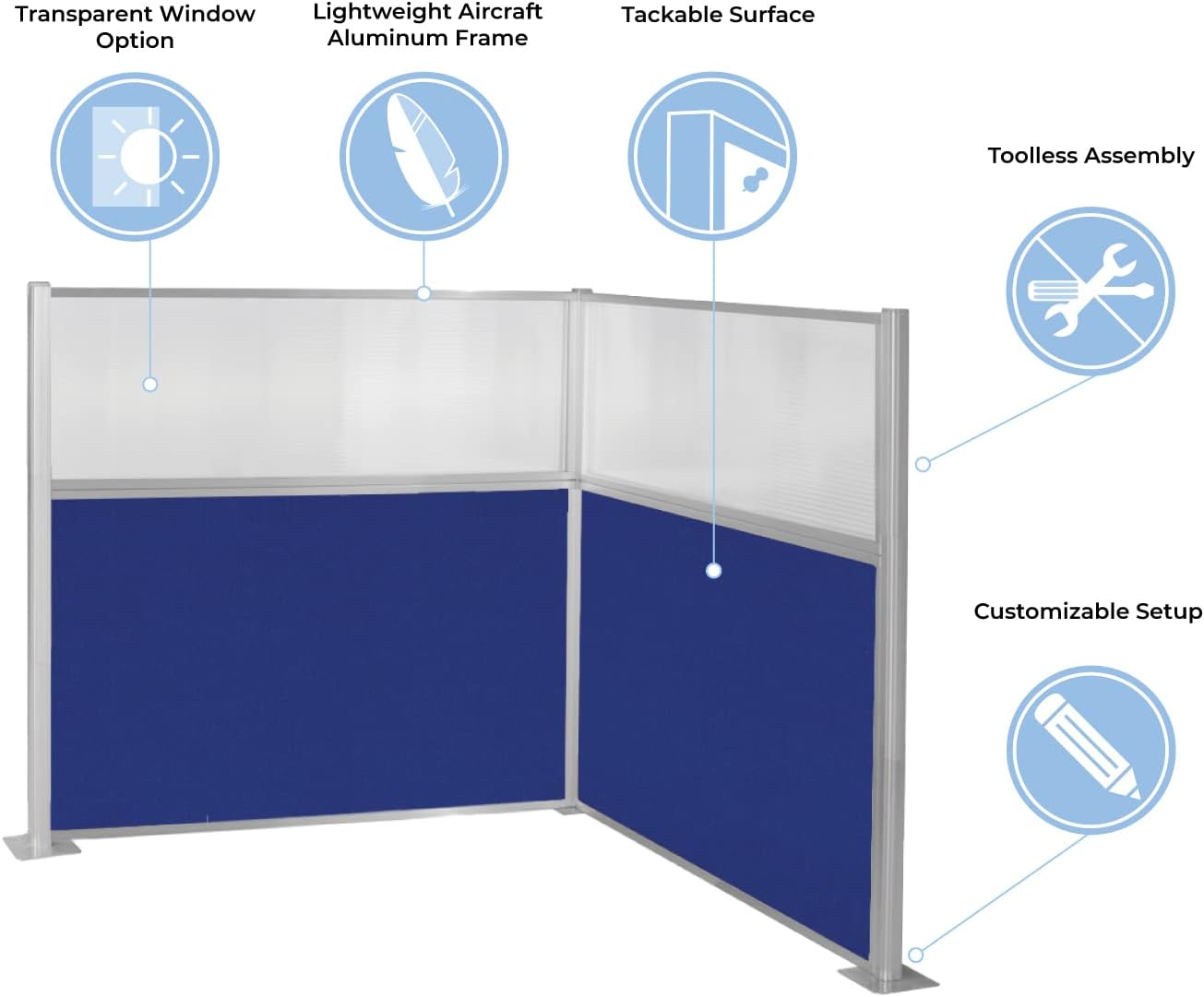 Versare Hush Panel Cubicle Kit | Workstation Partition Walls | Sound Dampening Cubicle Walls | Partitions for Desks