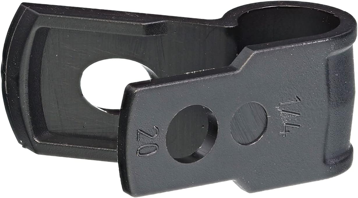 Secure 1/4 Inch Premium R Type UV Black Nylon Screw Mount Cable Clamp for Wire Management - 100 Pack