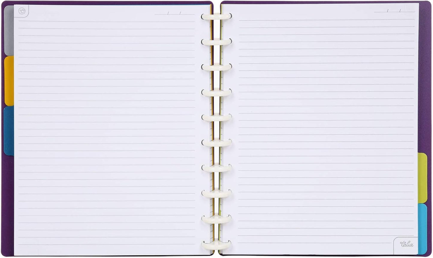 Talia Discbound Notebooks, Planner, Customizable, (Strong Purple, Midsize (7.5in x 9.75in))