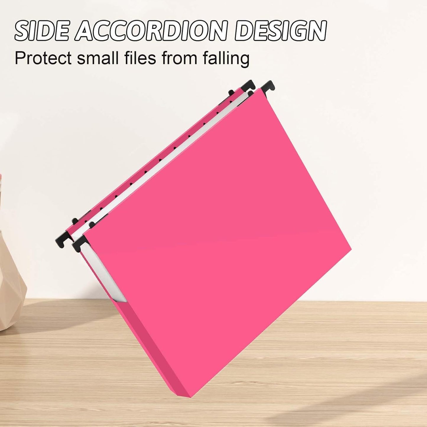 Plastic Hanging File Folders Expanding,12 Pack Extra Capacity Hanging File Folder Letter Size,2 Inch Expansion Heavy Duty Folders,Adjustable Tabs,Pink Hanging Folders Designed for Bulky Files