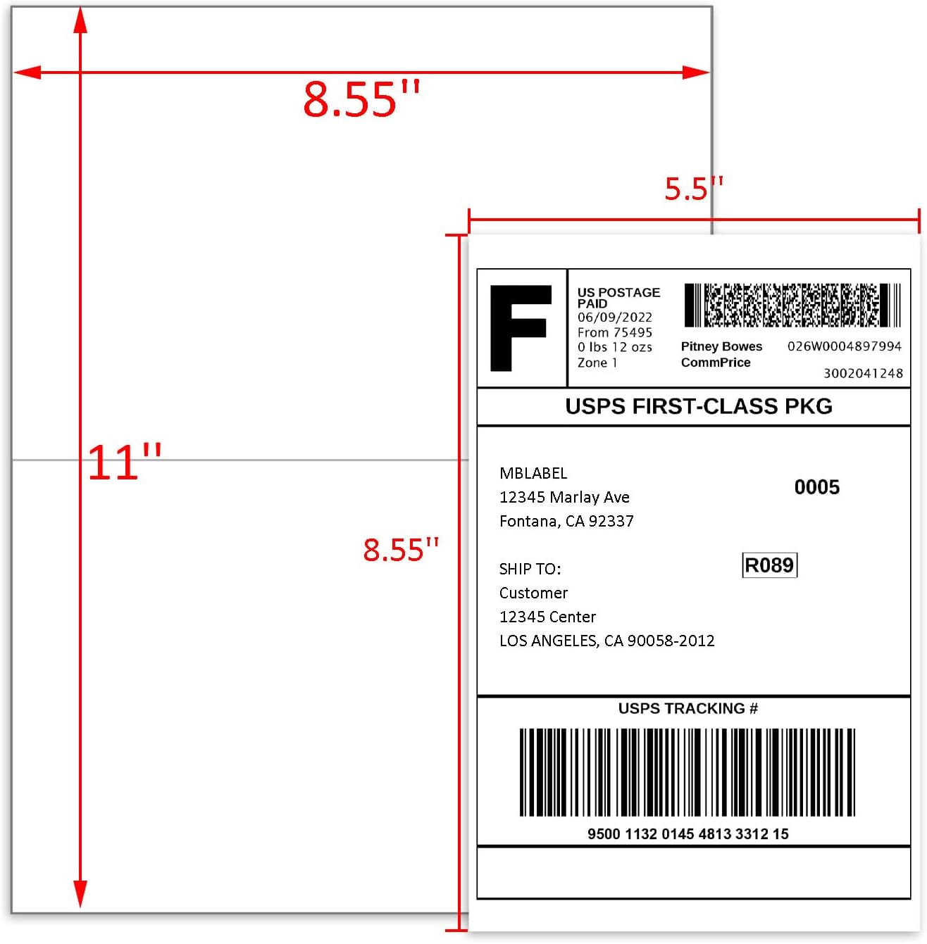 Half Sheet Shipping Labels, 8.5" x 5.5" Address Labels, Half Sheet Self Adhesive Mailing Labels for Laser & Inkjet Printers (1000 Sheets, 2000 Labels)