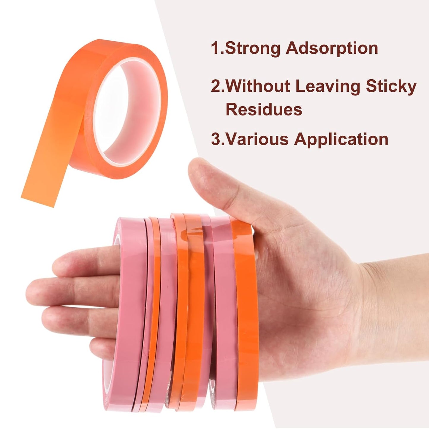 MECCANIXITY 6 Rolls Whiteboard Tape Graphic Chart Tape 30mm 54.7 Yard Art Tape Thin Self-Adhesive Pinstripe Tape Masking Tape for Gift Wrapping Craft Supplies, Orange
