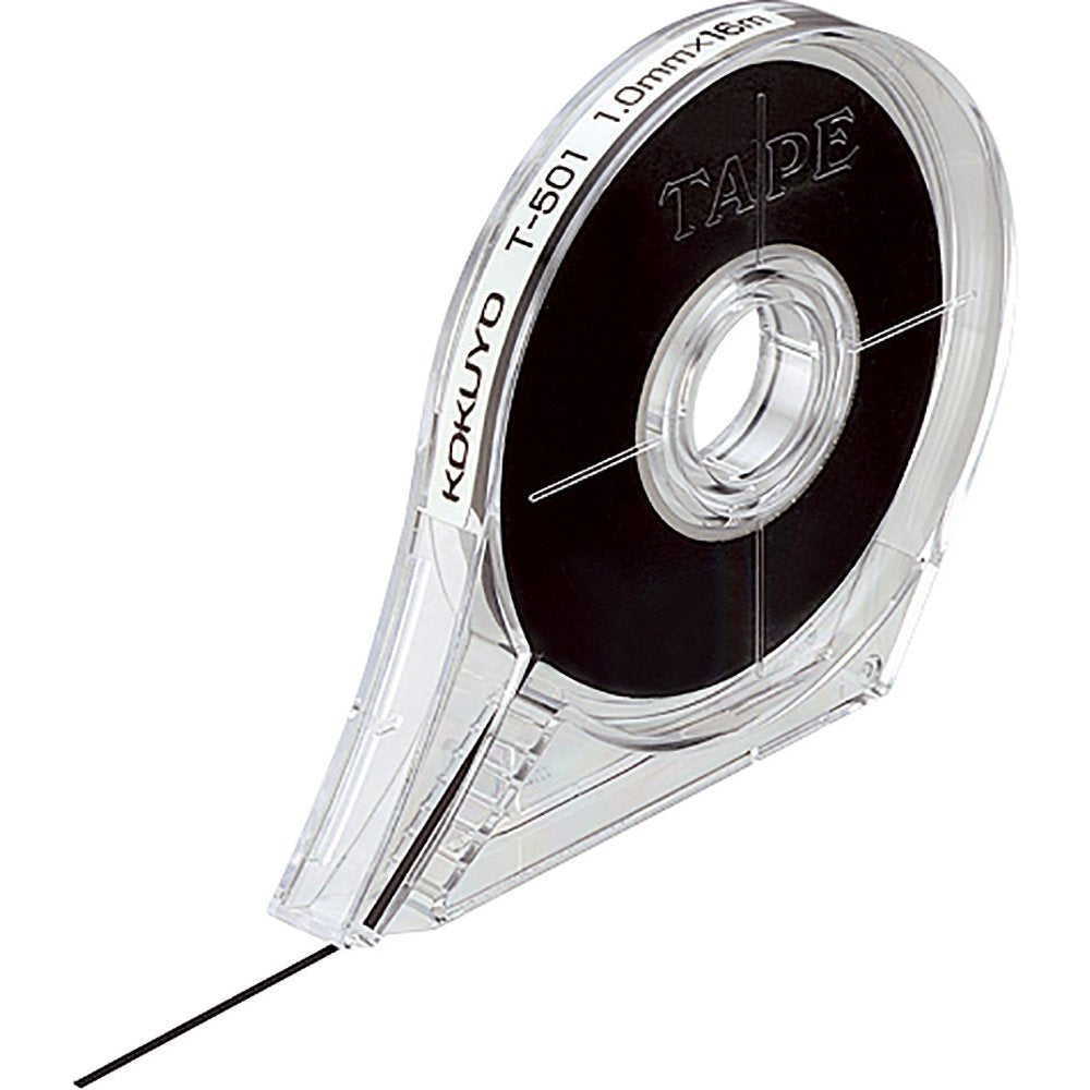 KOKUYO Whiteboard Tape, Width 1/24 Inch (1mm) Graphic Tape with Dispenser, Length 52 Ft (16m) Thin Pinstripe Line Tape Black Dry Erase White Board Accessories for Grid Bar Chart, Japan Import (T-501)